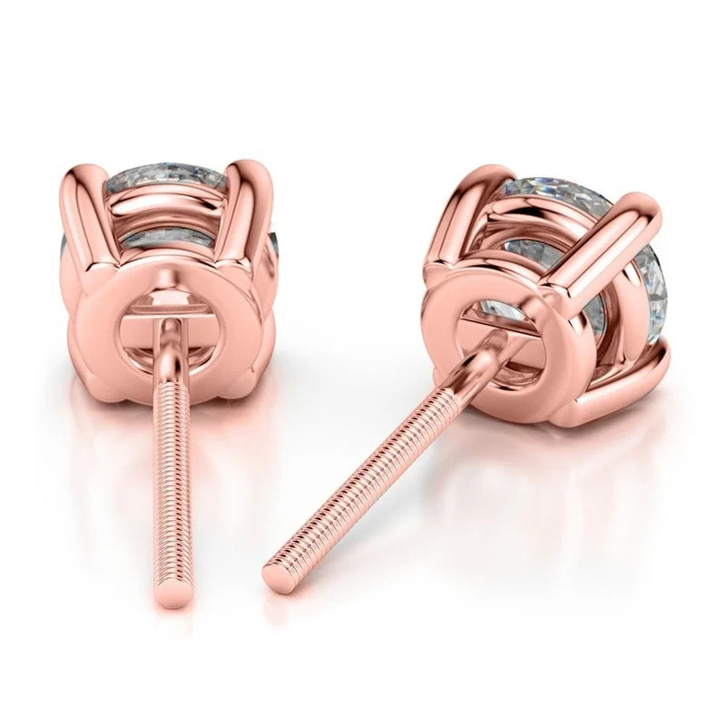 14K Rose Gold Moissanite Stud Earrings S52128