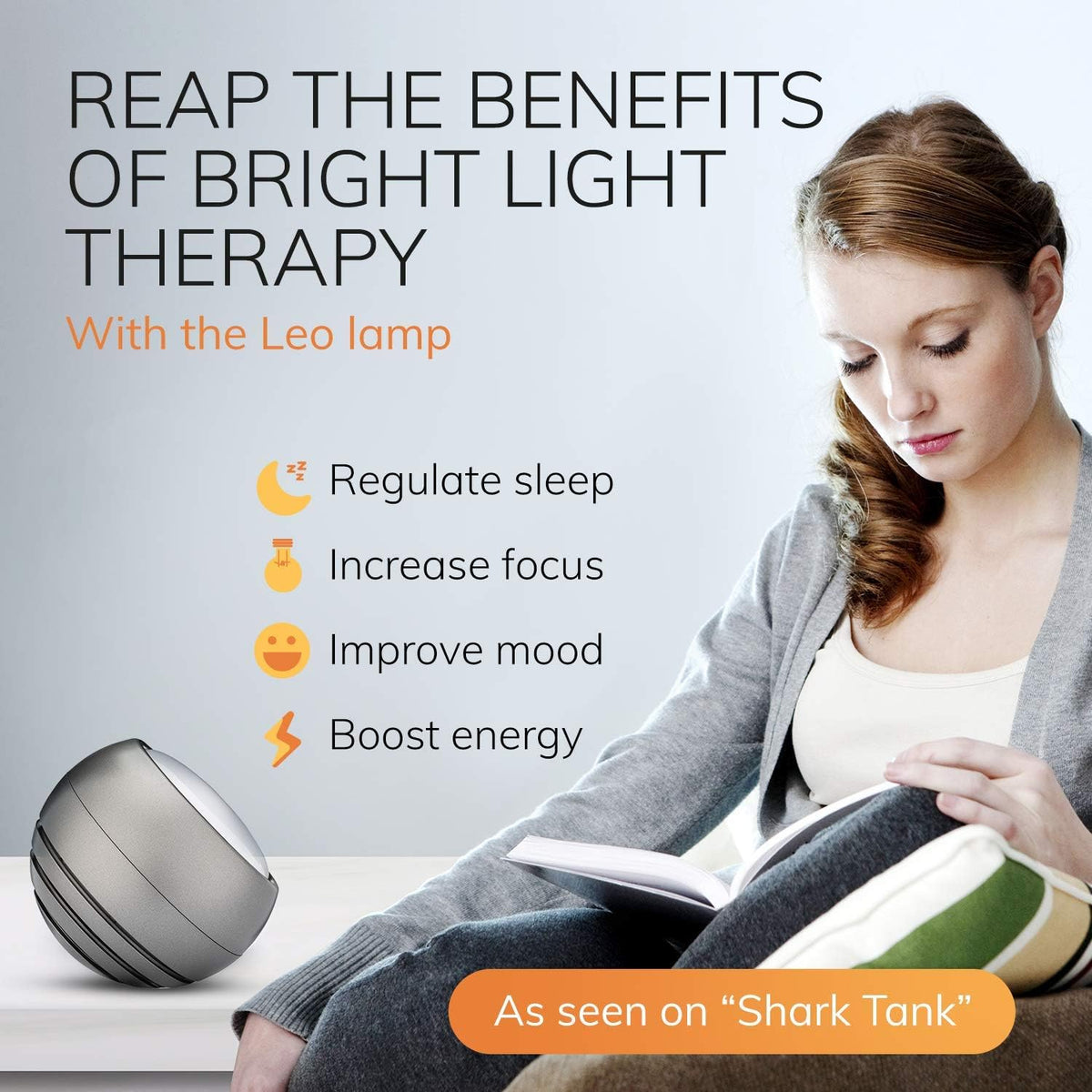 Light Therapy Lamp, UV-Free LED, 10,000 Lux, Full Spectrum, Light Grey I875