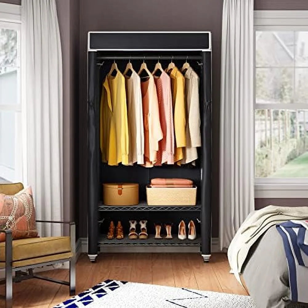 3 Tiers Garment Rack with Cover Black J1098
