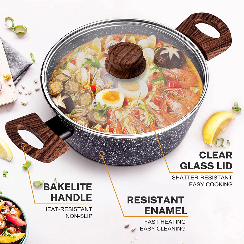 Non Stick Granite 8 Pieces Induction Cookware Set V1258