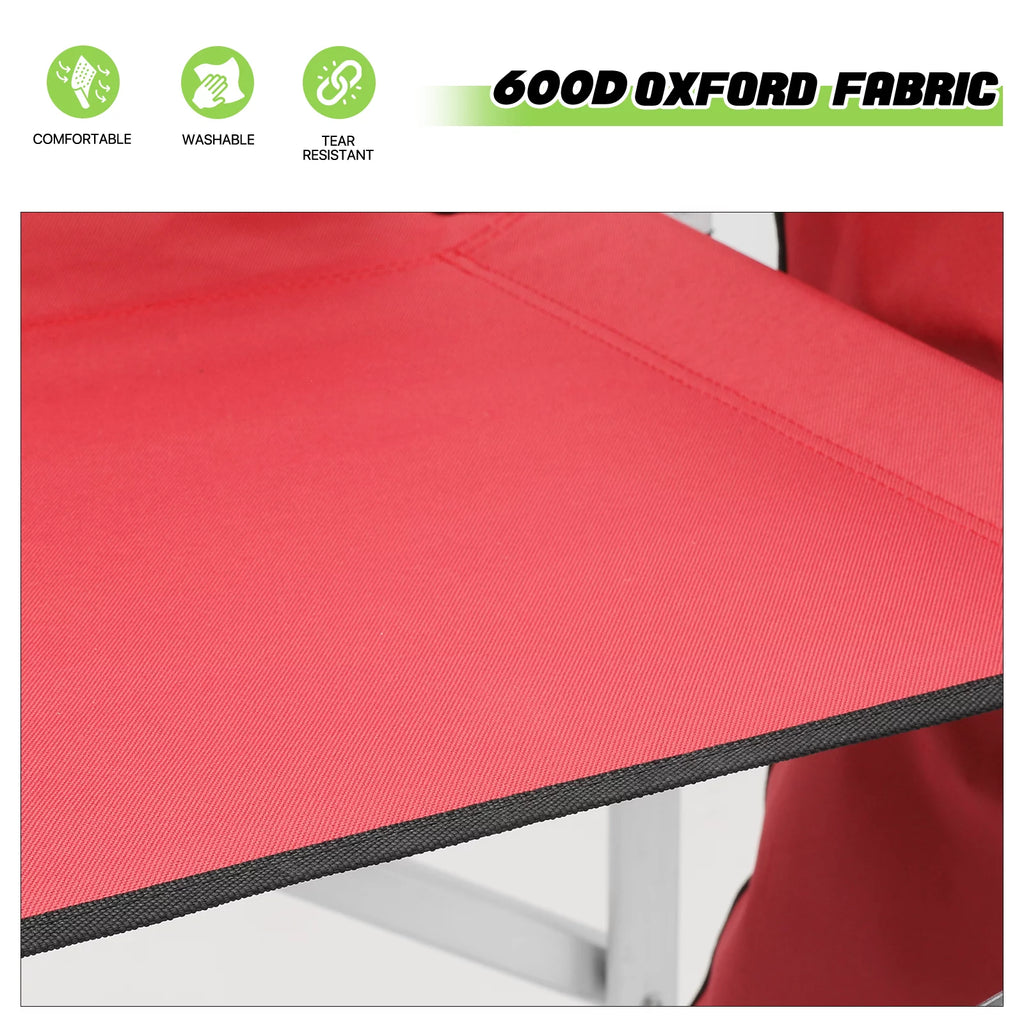 Foldable Camping Director Chair with Side Table & Storage Pocket, Red M967629
