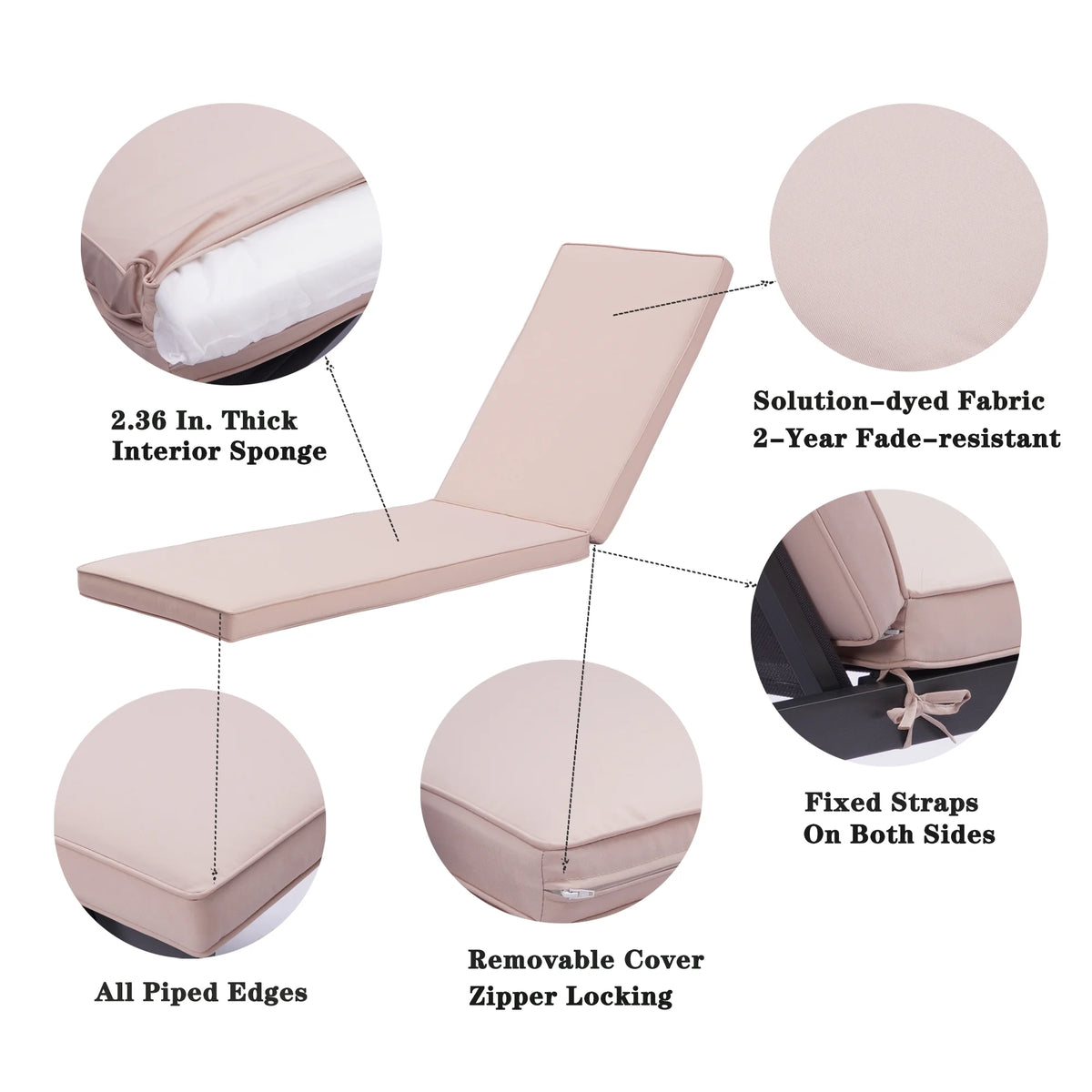 Outdoor Lounge Chair Cushion Replacement Patio Seat Cushion W684710