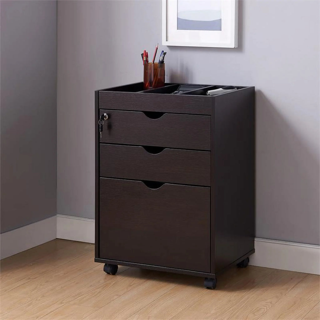 Cappuccino 3-Drawer Wood File Cabinet U51556