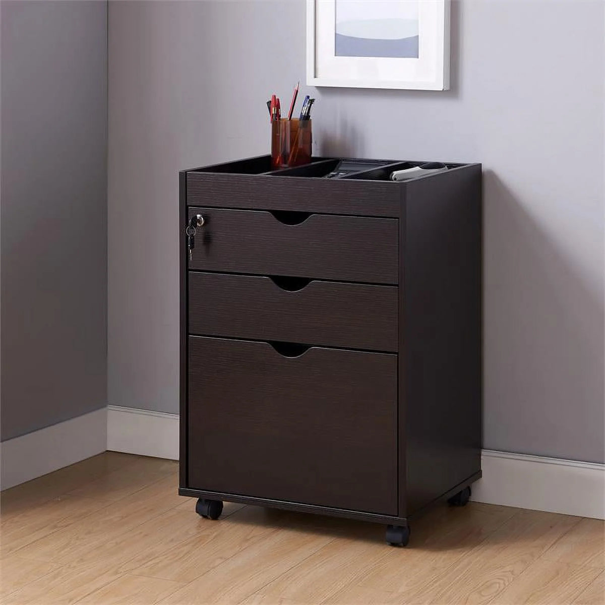 Cappuccino 3-Drawer Wood File Cabinet U51556