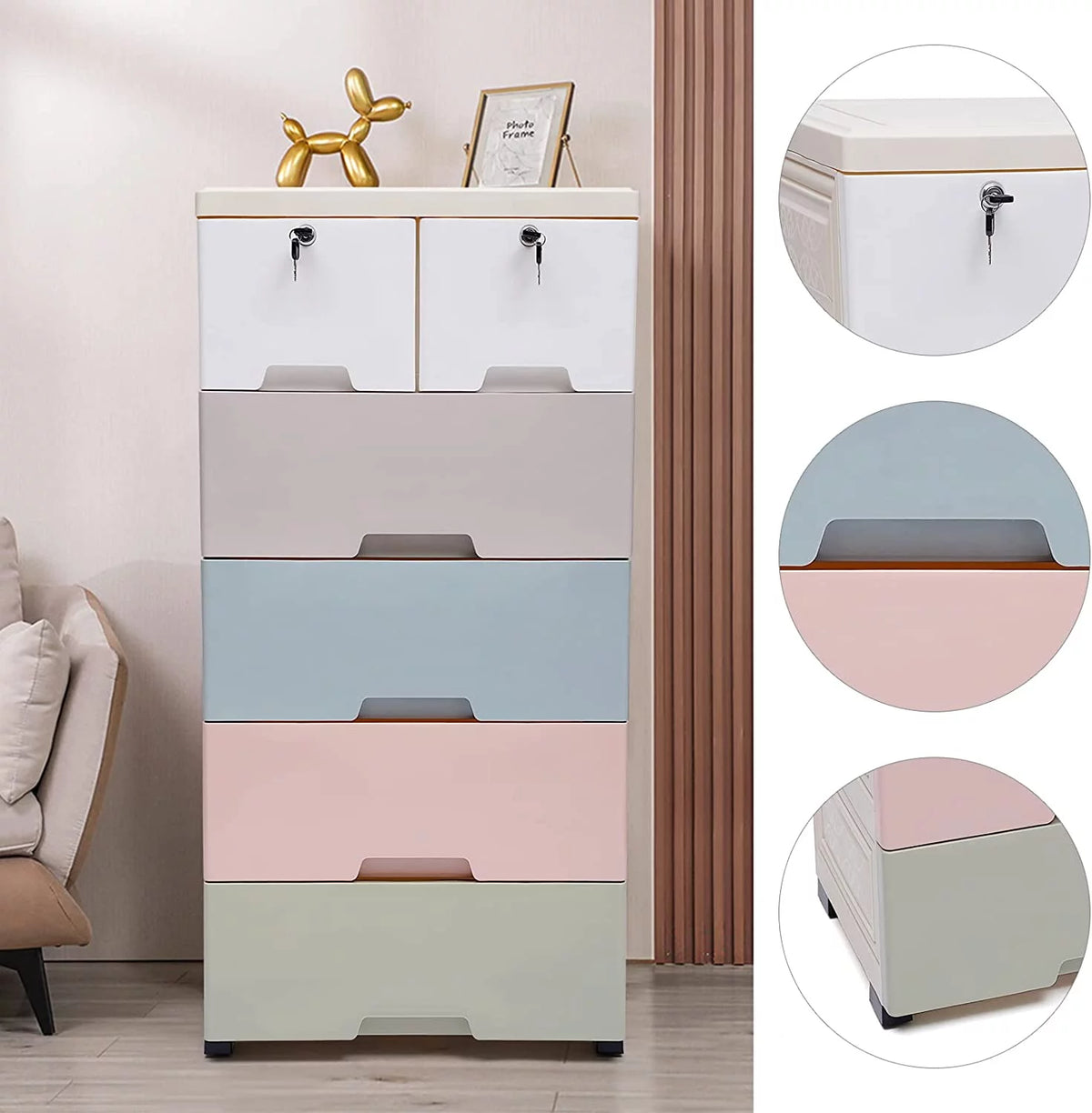 Plastic 6 Drawers Tall Dresser B58548