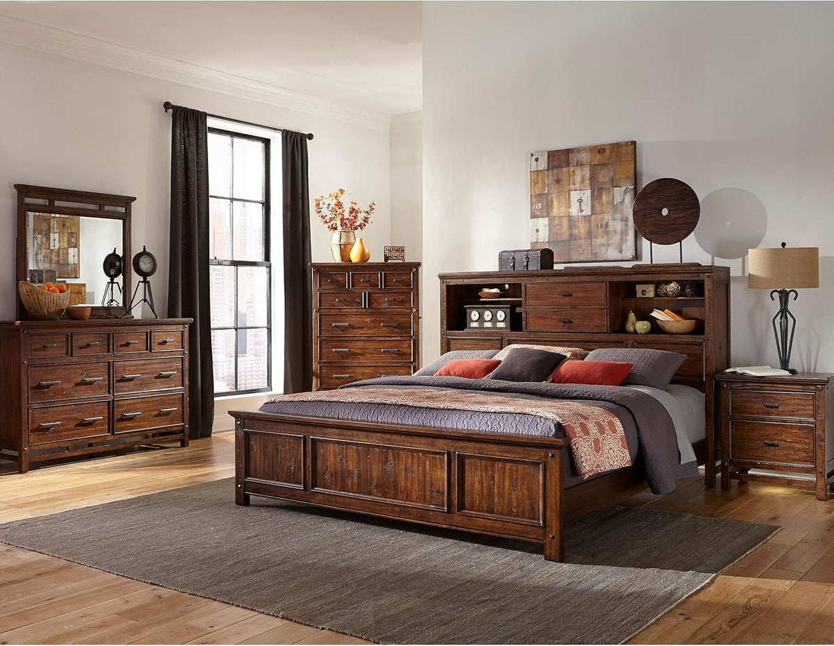 Rustic Acacia 1-Door 1-Drawer Nightstand G7037
