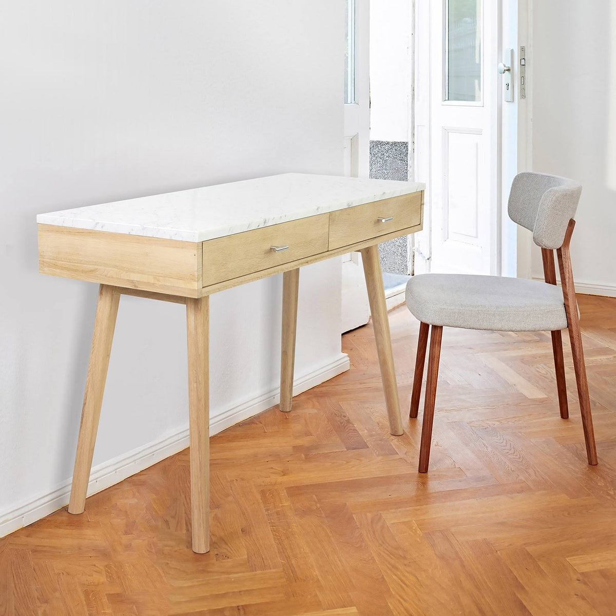 Black Marble White Writing Desk R7869