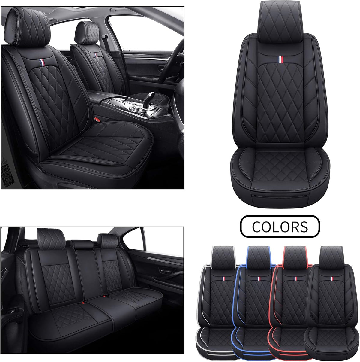 2 PCS Front Waterproof Leather Non-Slip Seat Covers R8307