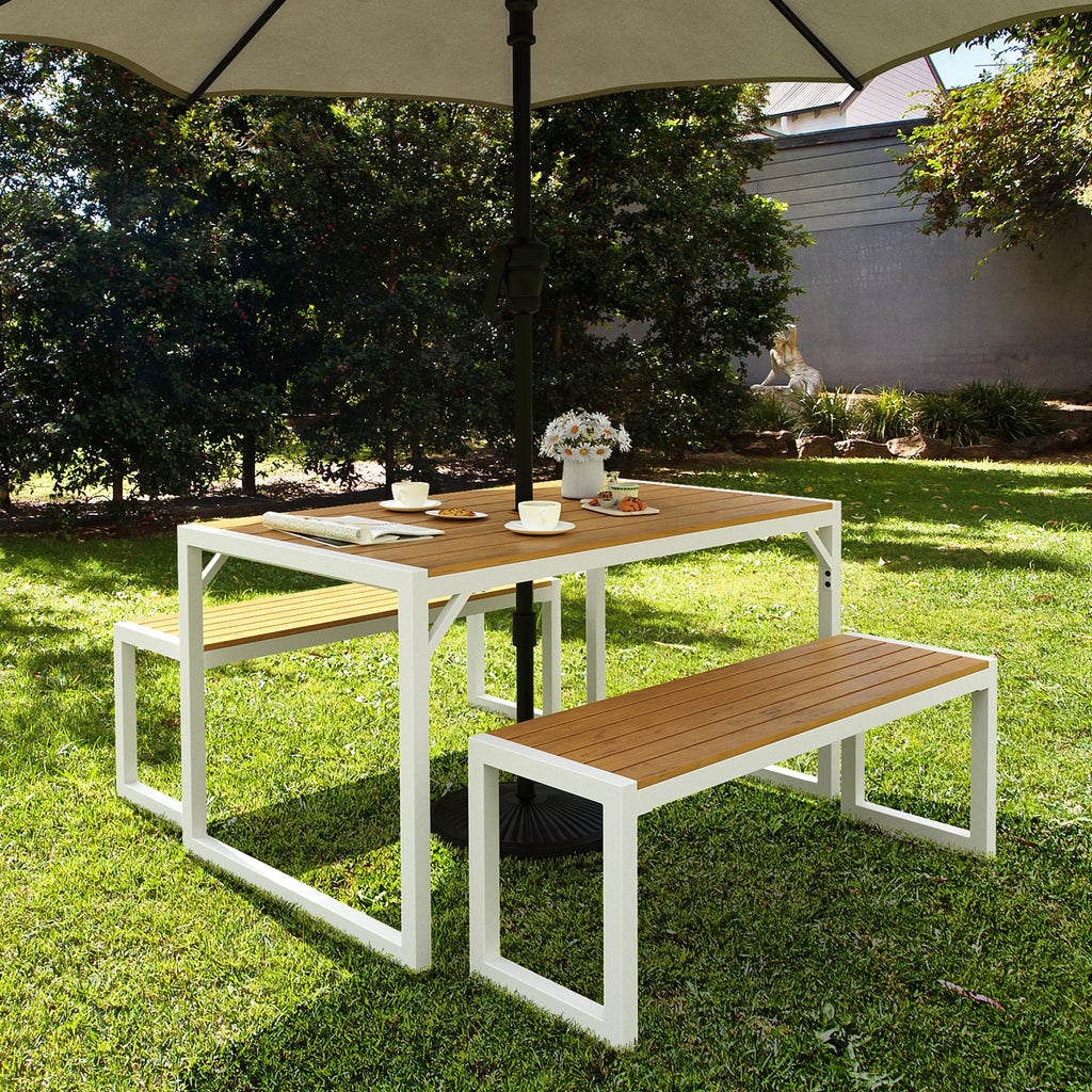 3 Pieces Patio Dining Table and Bench L629953