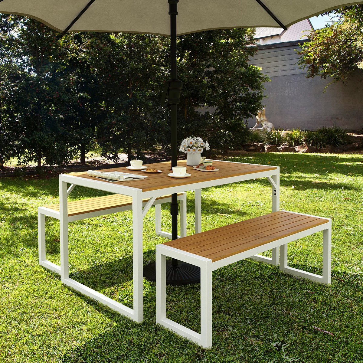 3 Pieces Patio Dining Table and Bench L629953
