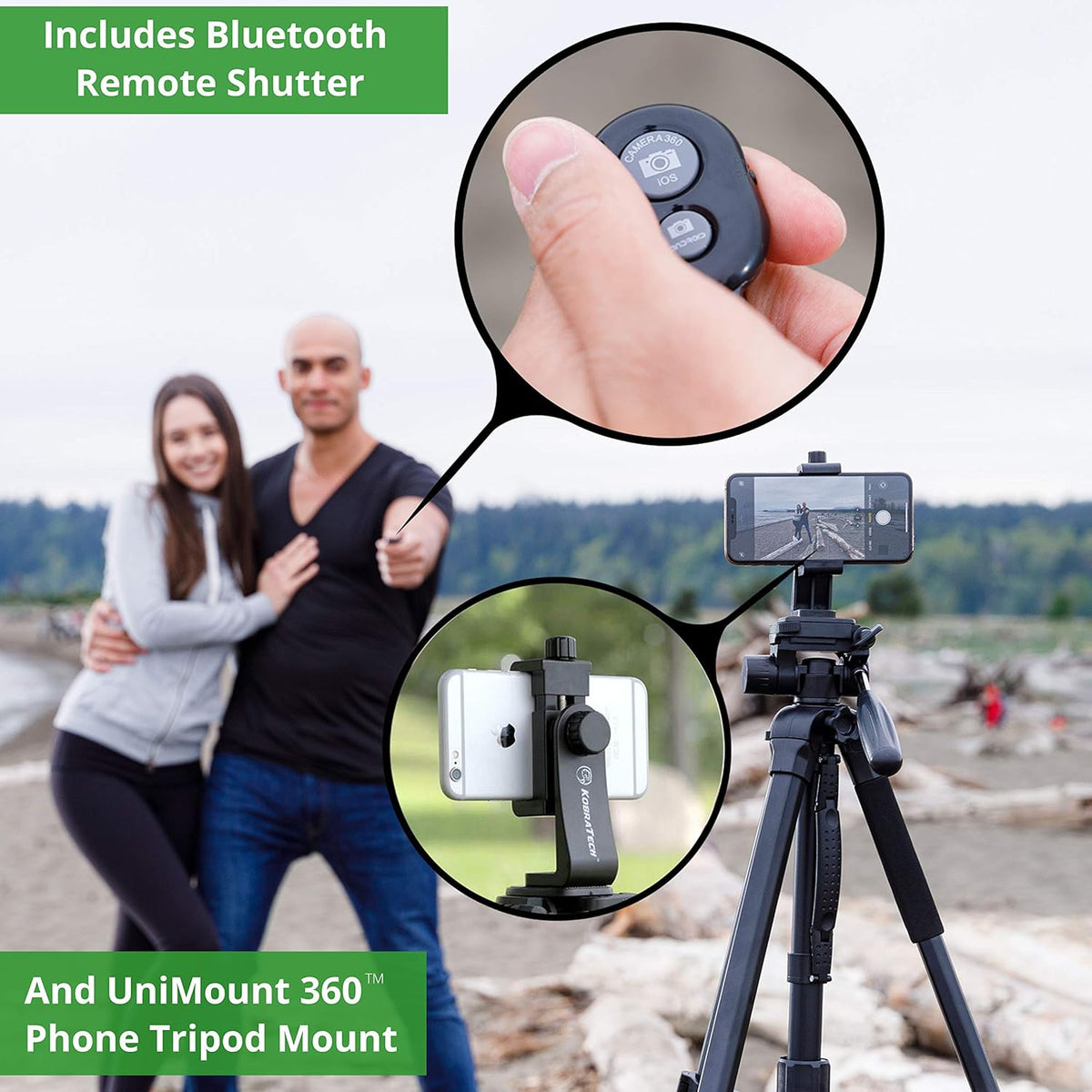 70 Tripod with Bluetooth Remote Shutter, Monopod Pack of 2 U288
