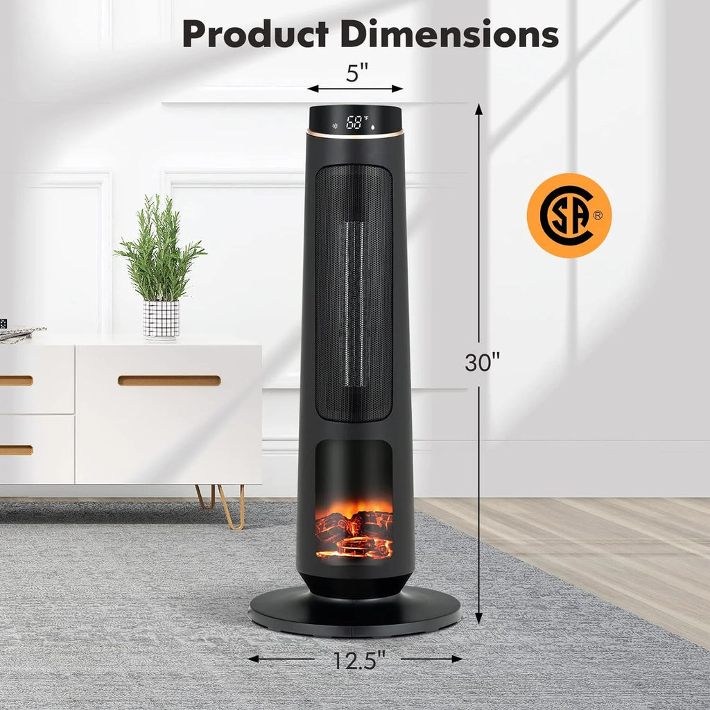1500W Black Ceramic Tower Heater with Remote Control Y3991