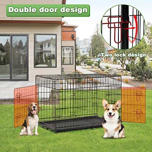 48 Inch Folding Wire Dog Crate with Double-Door H925958