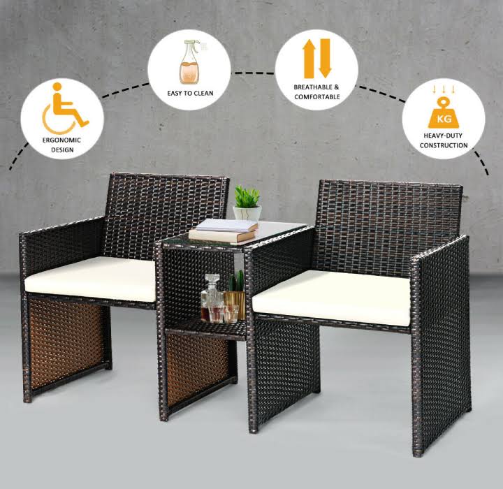 Rattan Loveseat Patio Conversational Set M95198