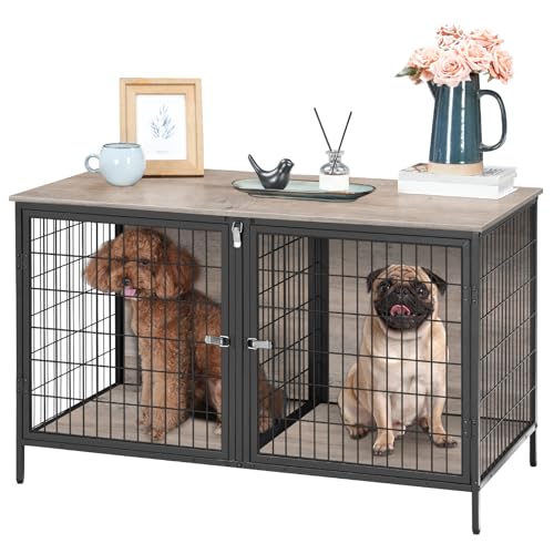 Rustic Brown Dog Crate Furniture with Removable Divider S983