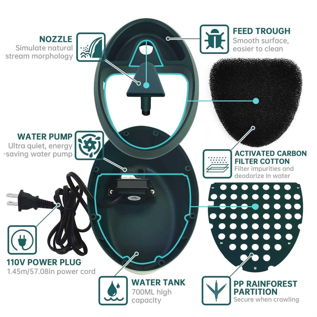 Reptile Drinking Water Fountain with Trough Y5766