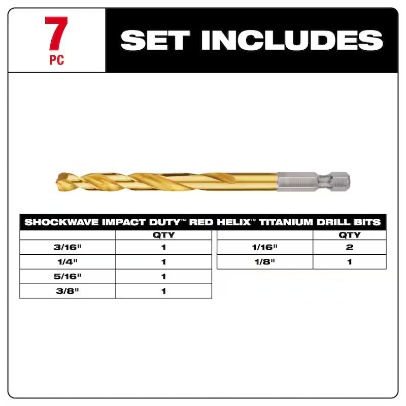Titanium Drill Bit Set 7-Piece X958864