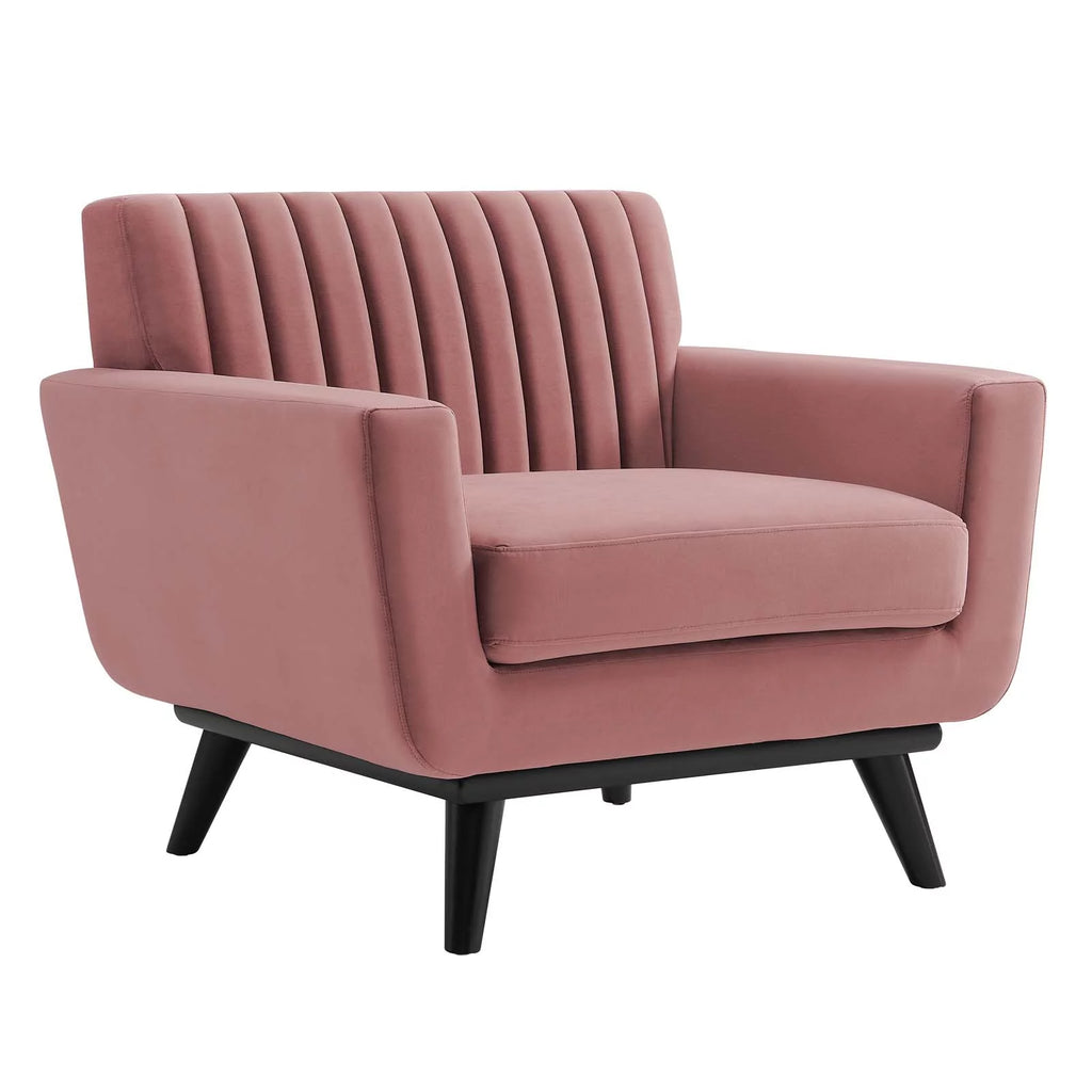 Dusty Rose Channel Tufted Performance Velvet Armchair Z71600