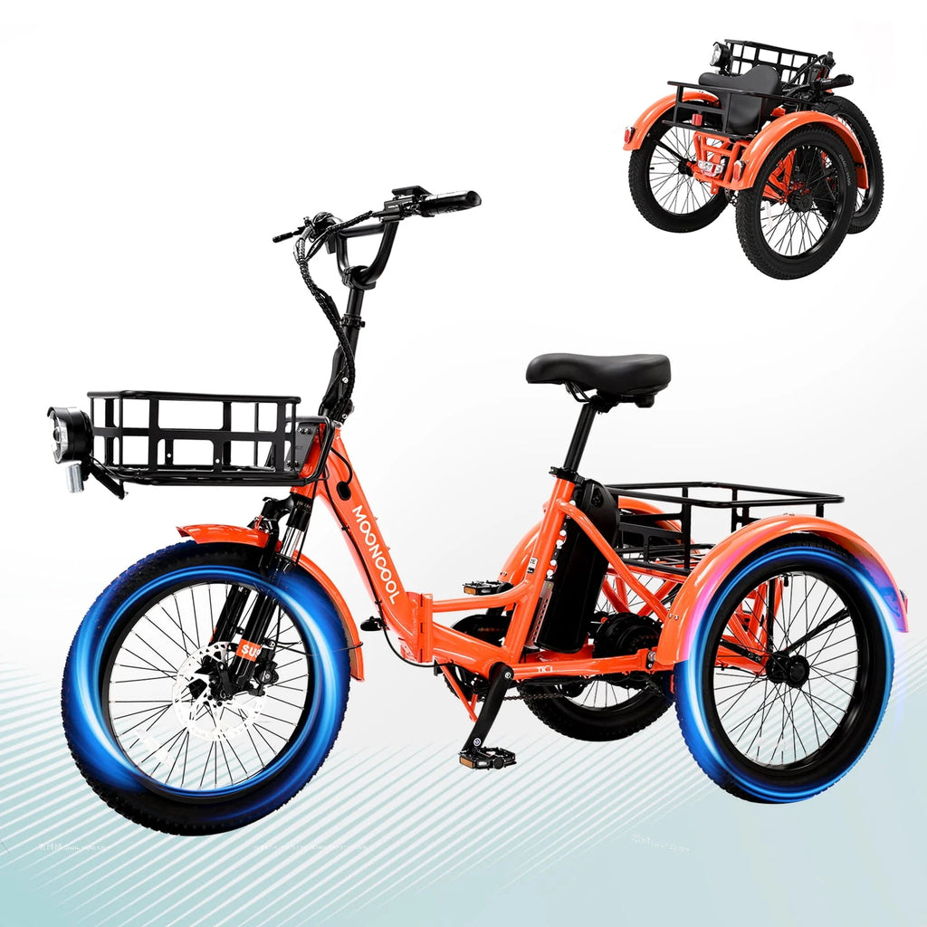 Folding Electric Tricycle 750W Motor 48V 20 Fat Tire 3 Wheel Electric Bicycle H496583