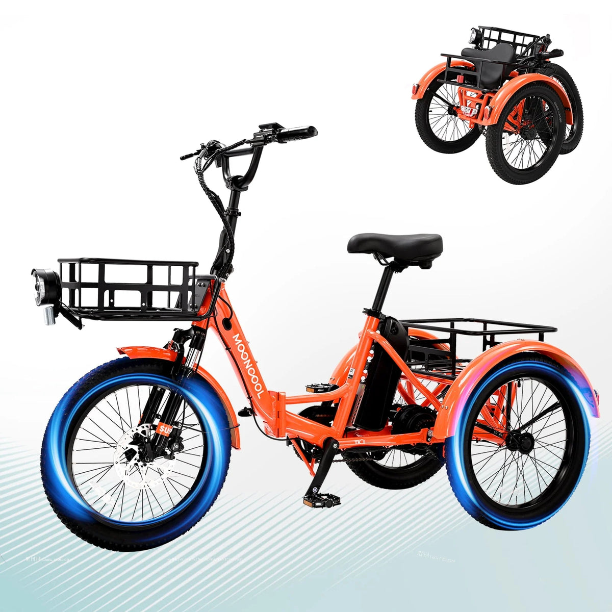 Folding Electric Tricycle 750W Motor 48V 20 Fat Tire 3 Wheel Electric Bicycle H496583