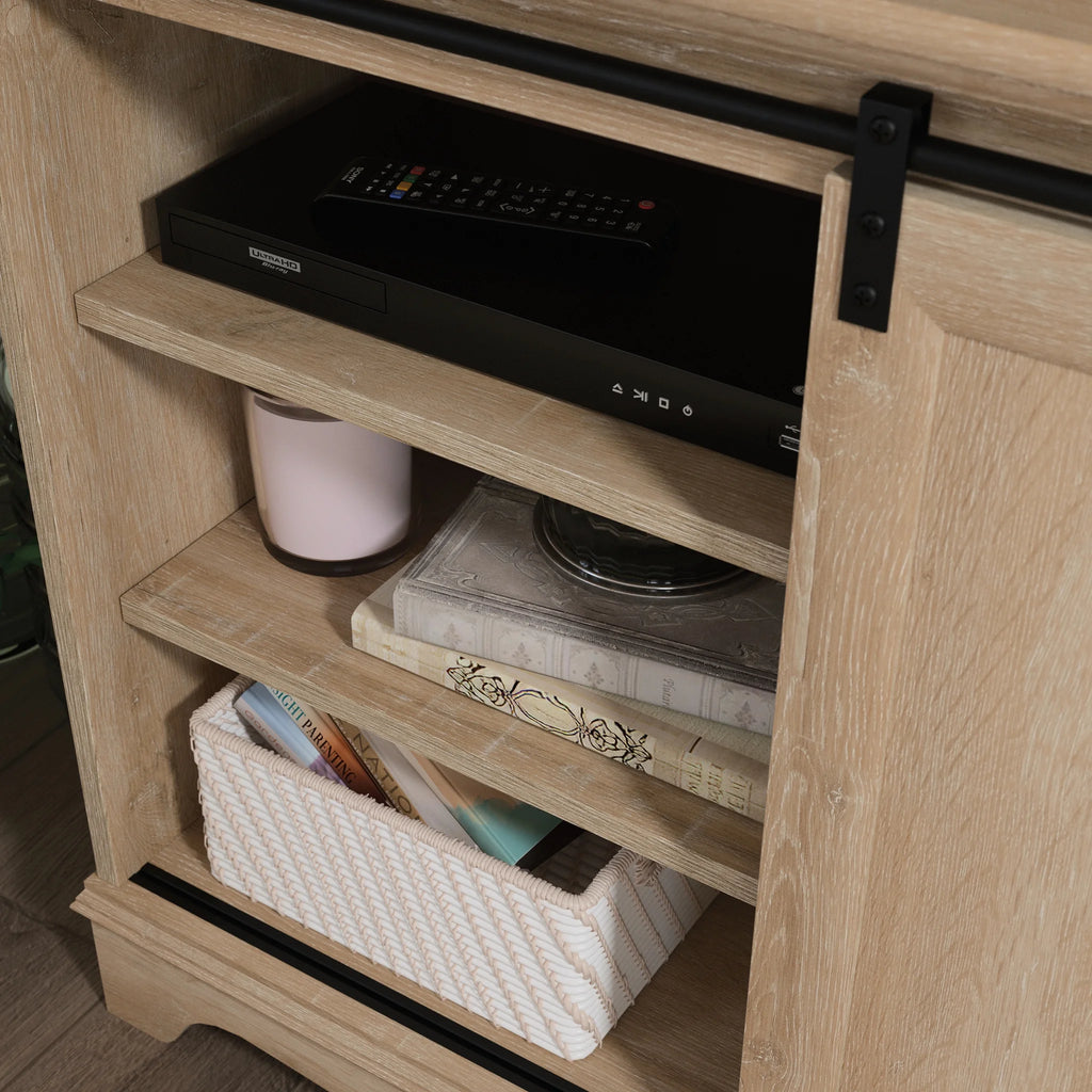 Cafe TV Stand with Storage, for TVs up to 43", Orchard Oak Finish E61170