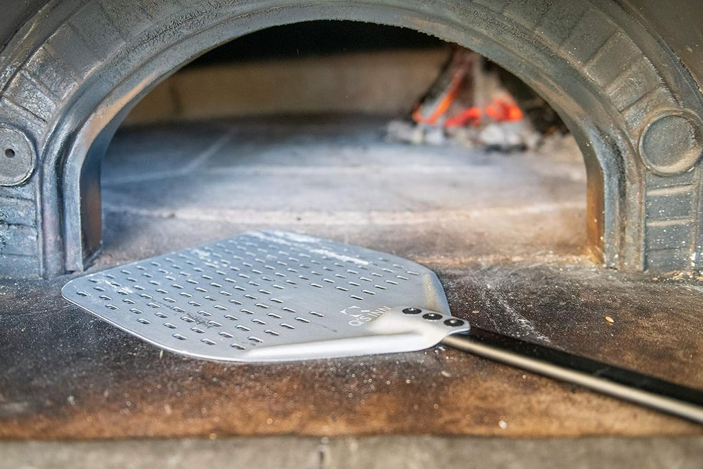Perforated Pizza Peel 12x14 Inch with 33 Inch Handle Anodized Aluminum, Pack of 2 T3806