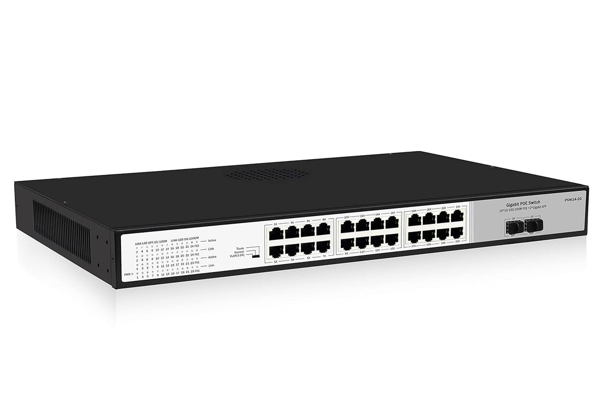 24 Port Gigabit PoE Switch with 2 SFP Uplink Ports, 300W Budget R390794