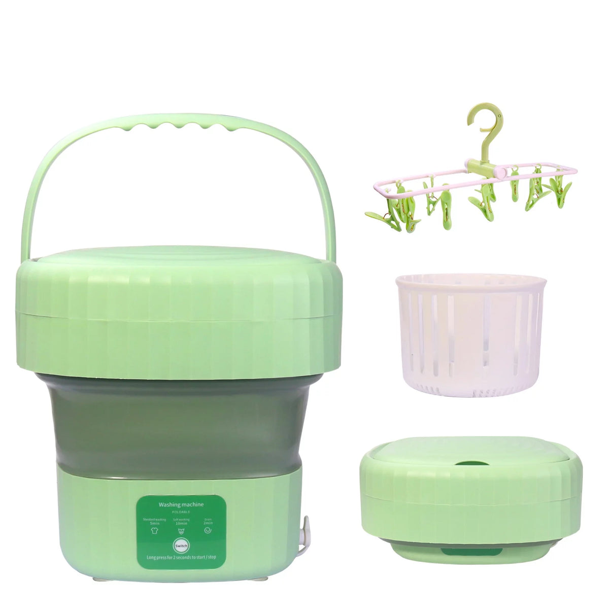 Mini Foldable Washer and Spin Dryer (Green) S633