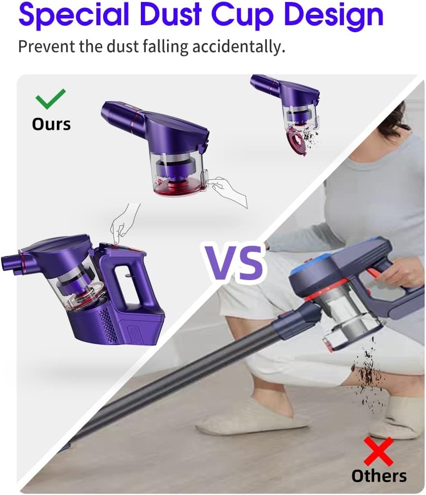 Cordless Vacuum Cleaner 24Kpa 40 min 250W Purple K965