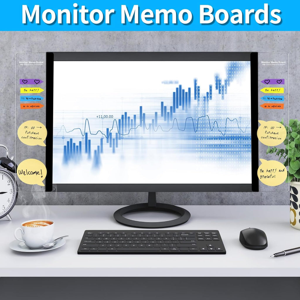 4PCS Acrylic Computer Monitor Memo Board U2409