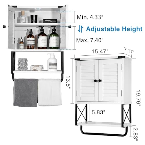White Wall Mounted Medicine Cabinet with Towel Bar K245