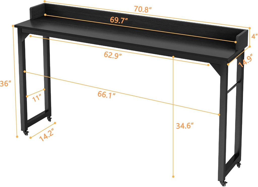 Overbed Table with 4 Wheels for Full/Queen Size Bed Frame W68127