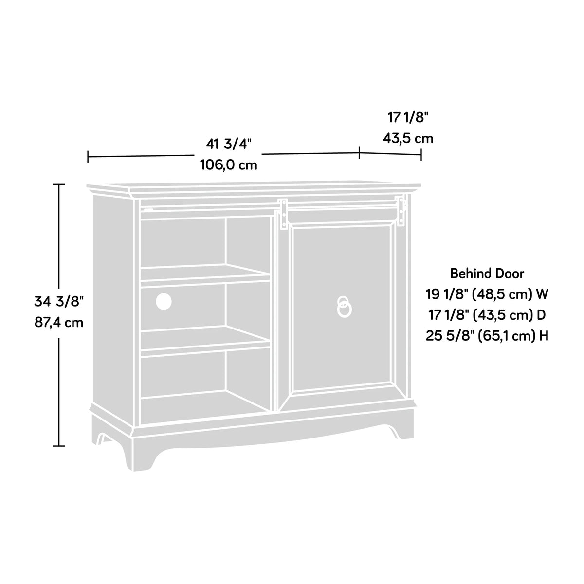 Cafe TV Stand with Storage, for TVs up to 43", Orchard Oak Finish E61170