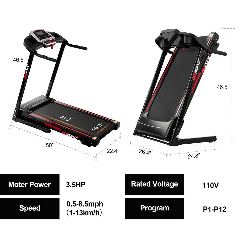 Folding Treadmill Electric 3.5 HP Running Machine with Incline C385