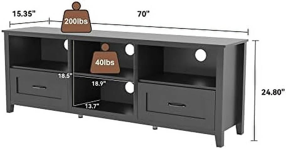 Black TV Stand with Drawers for up to 80" TV Y391