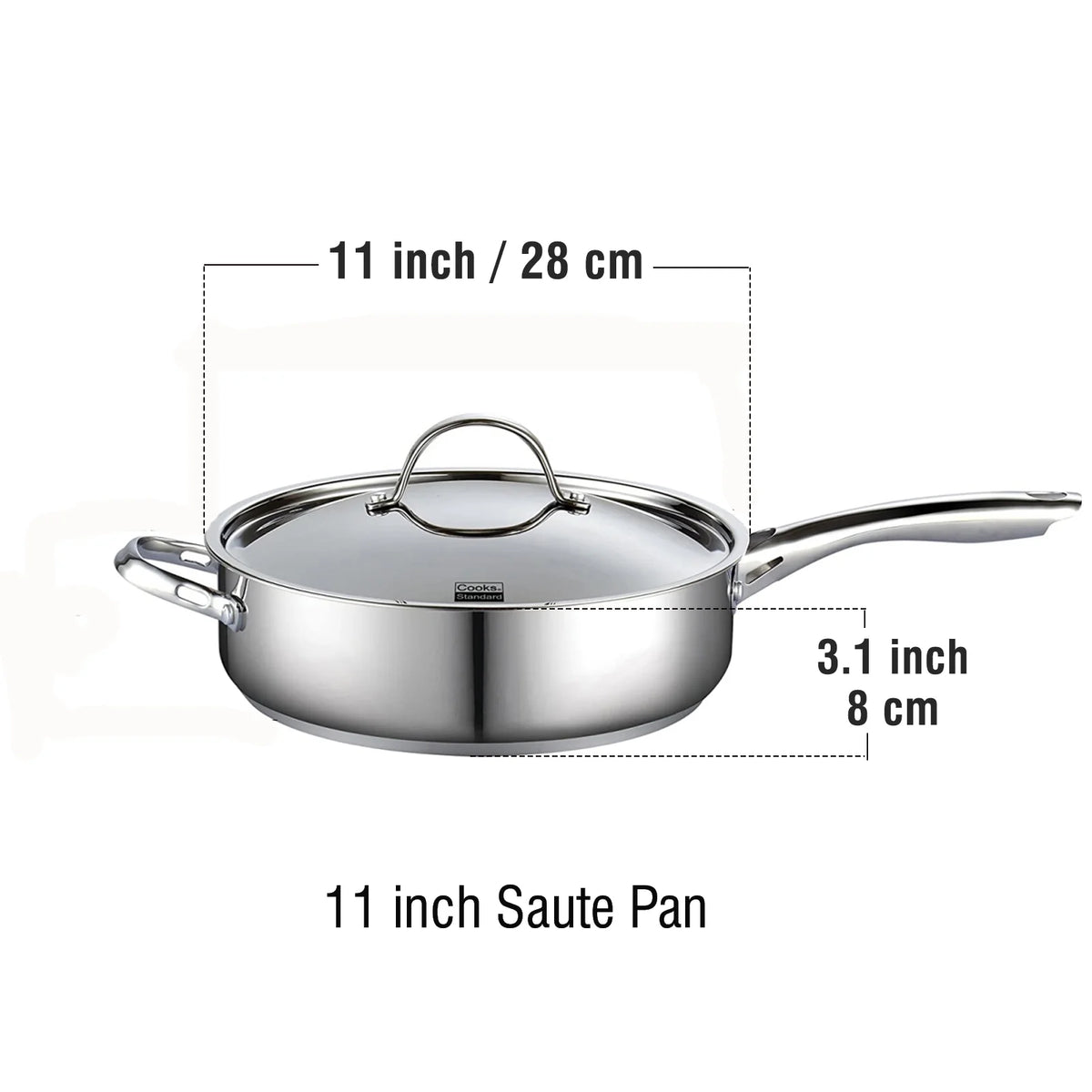 11-inch 5 Quart Stainless Steel Saute Pan with Lid K3049