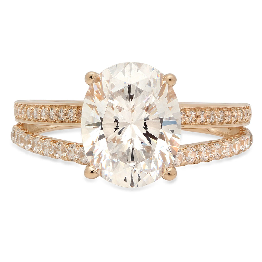 Oval Cut Genuine Cultured Diamond 18K Yellow Gold Engagement Ring size 8 G9277