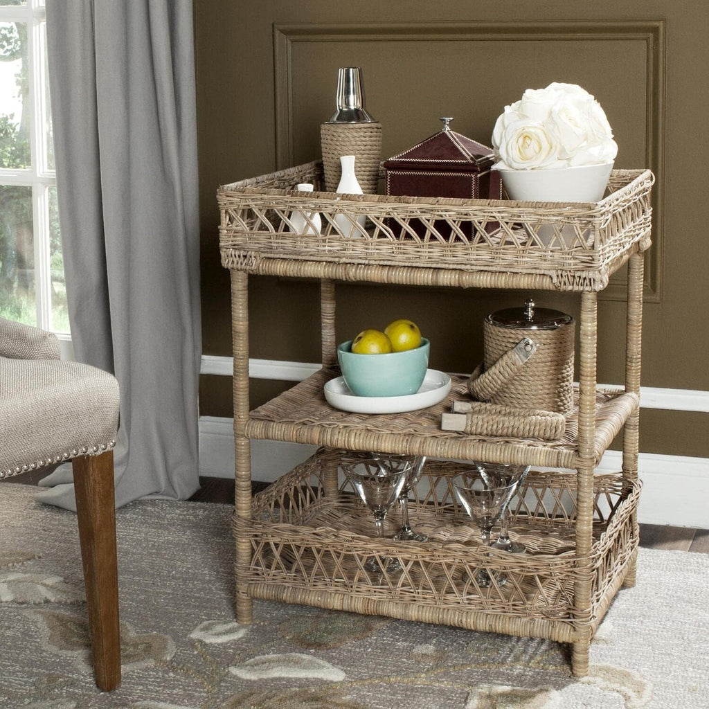 Natural Wicker 3 Tier Accent Table N523