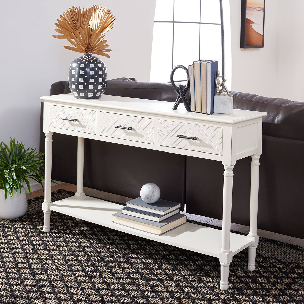White 3-Drawer Console Table L581