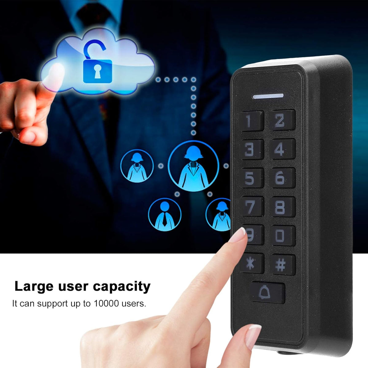 Wireless Access Control Keypad with Backlight, 125KHz RFID Reader, Wiegand26, 10000 Users N969