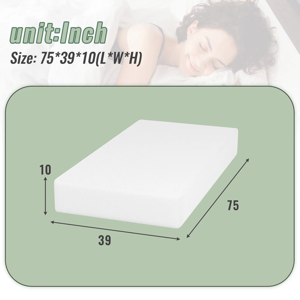 10 Inch Memory Foam Twin Mattress with Removable Cover X7024