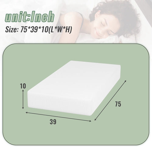 10 Inch Memory Foam Twin Mattress with Removable Cover X7024