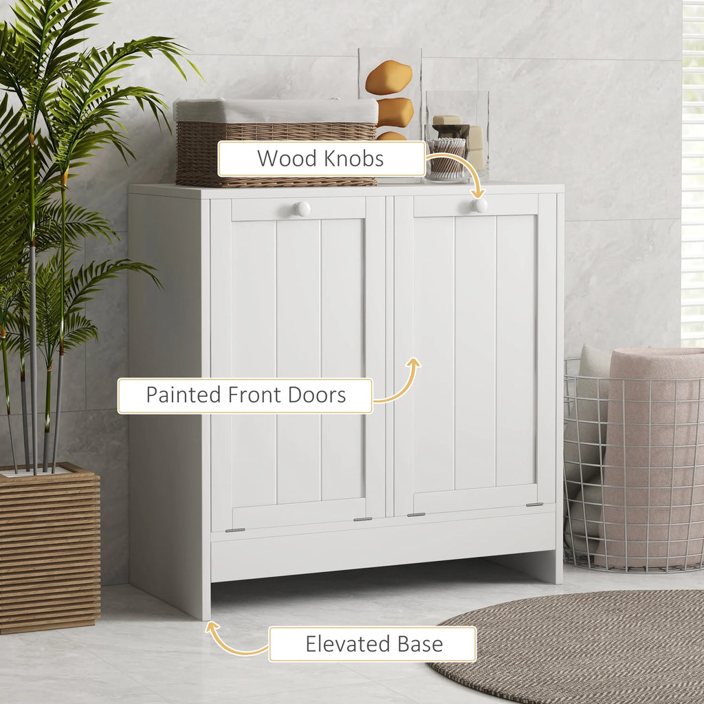 White Tilt-out Laundry Cabinet with 2 Hamper Compartments Z219175