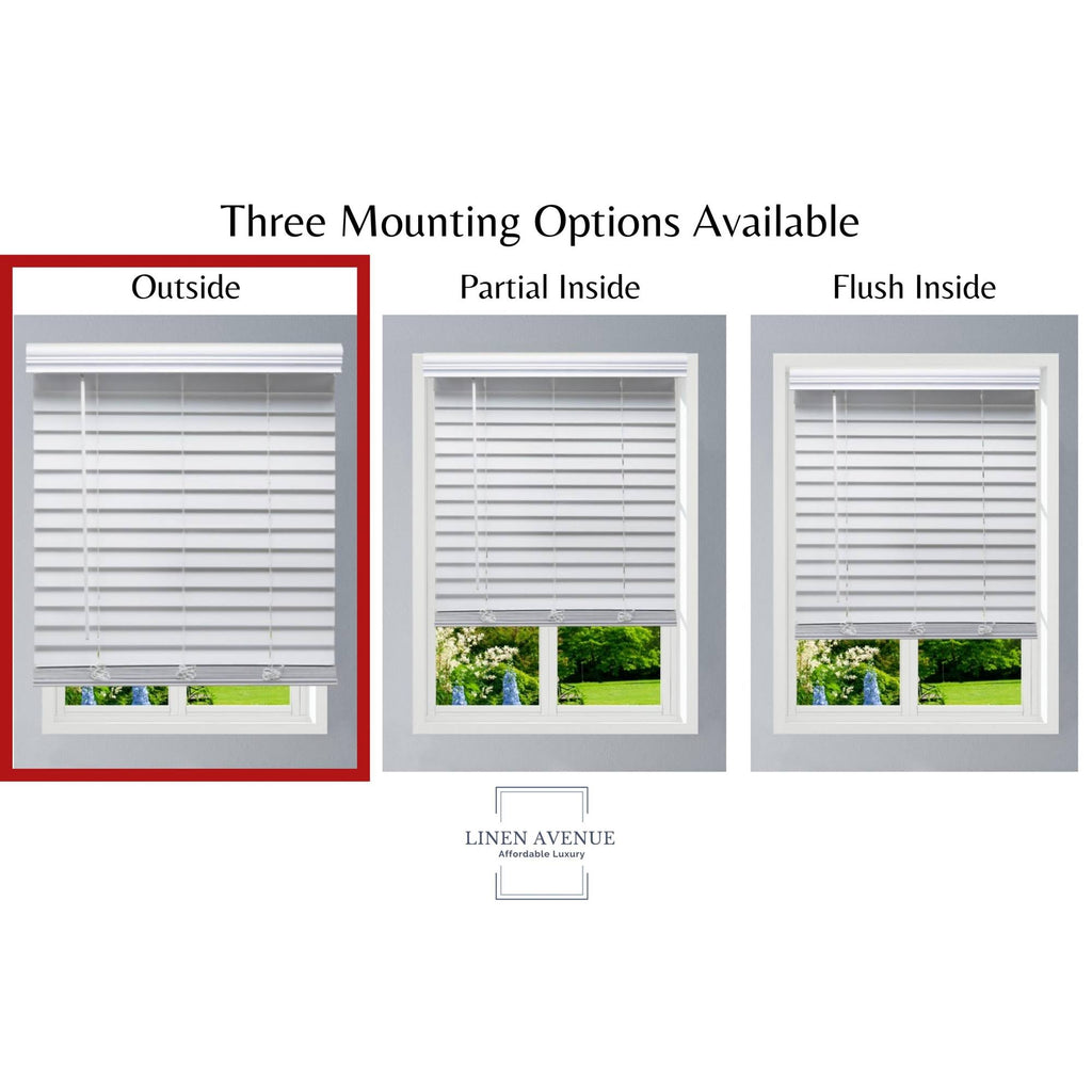 White Cordless Faux Wood Blind J61998