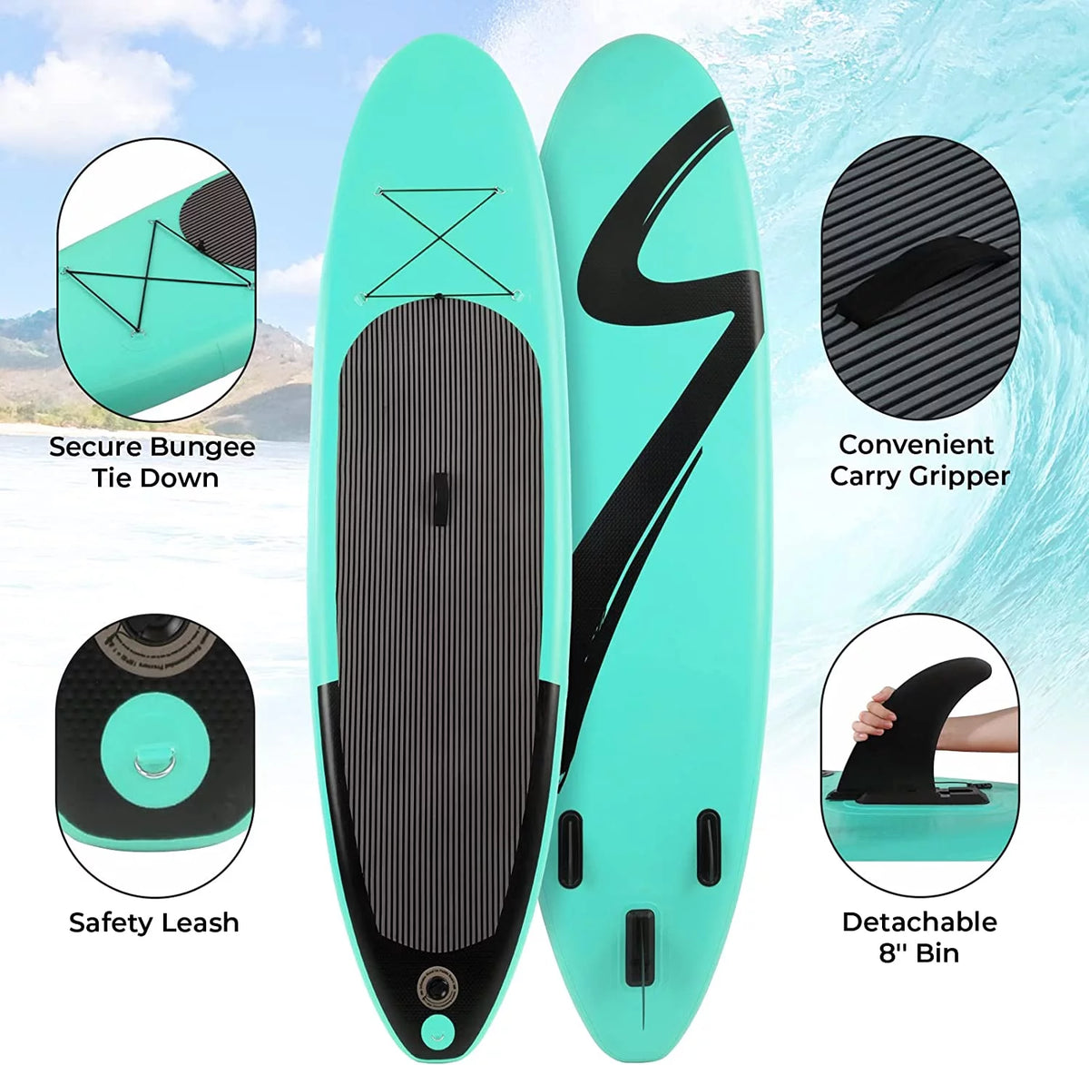 10FT Inflatable Stand Up Paddle Board Non-Slip O3707
