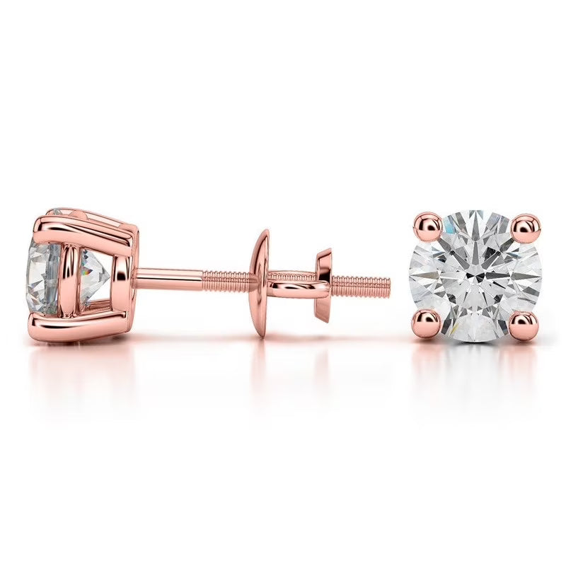 14K Rose Gold Moissanite Stud Earrings S52128