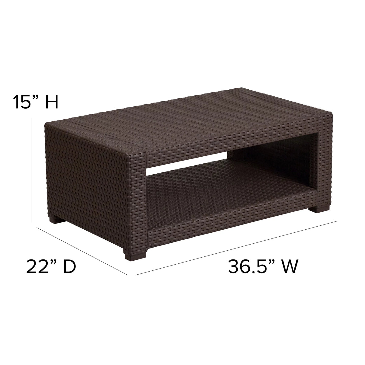 Chocolate Brown Faux Rattan Coffee Table T6156