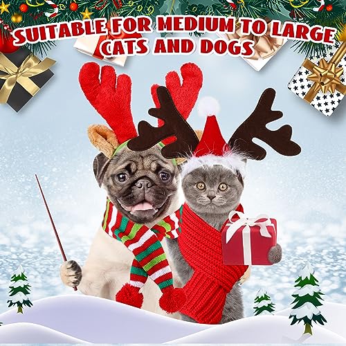 4 Pcs Dog Christmas Antlers Headband Scarf Set P2898