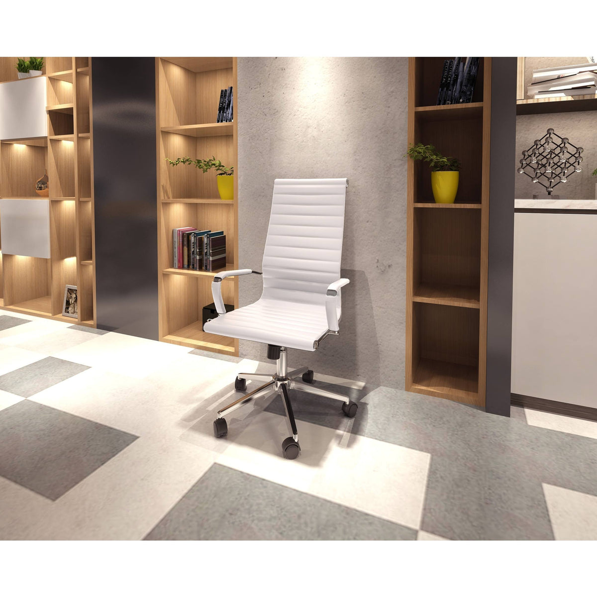 White Ergonomic High Back PU Leather Swivel Office Chair F875