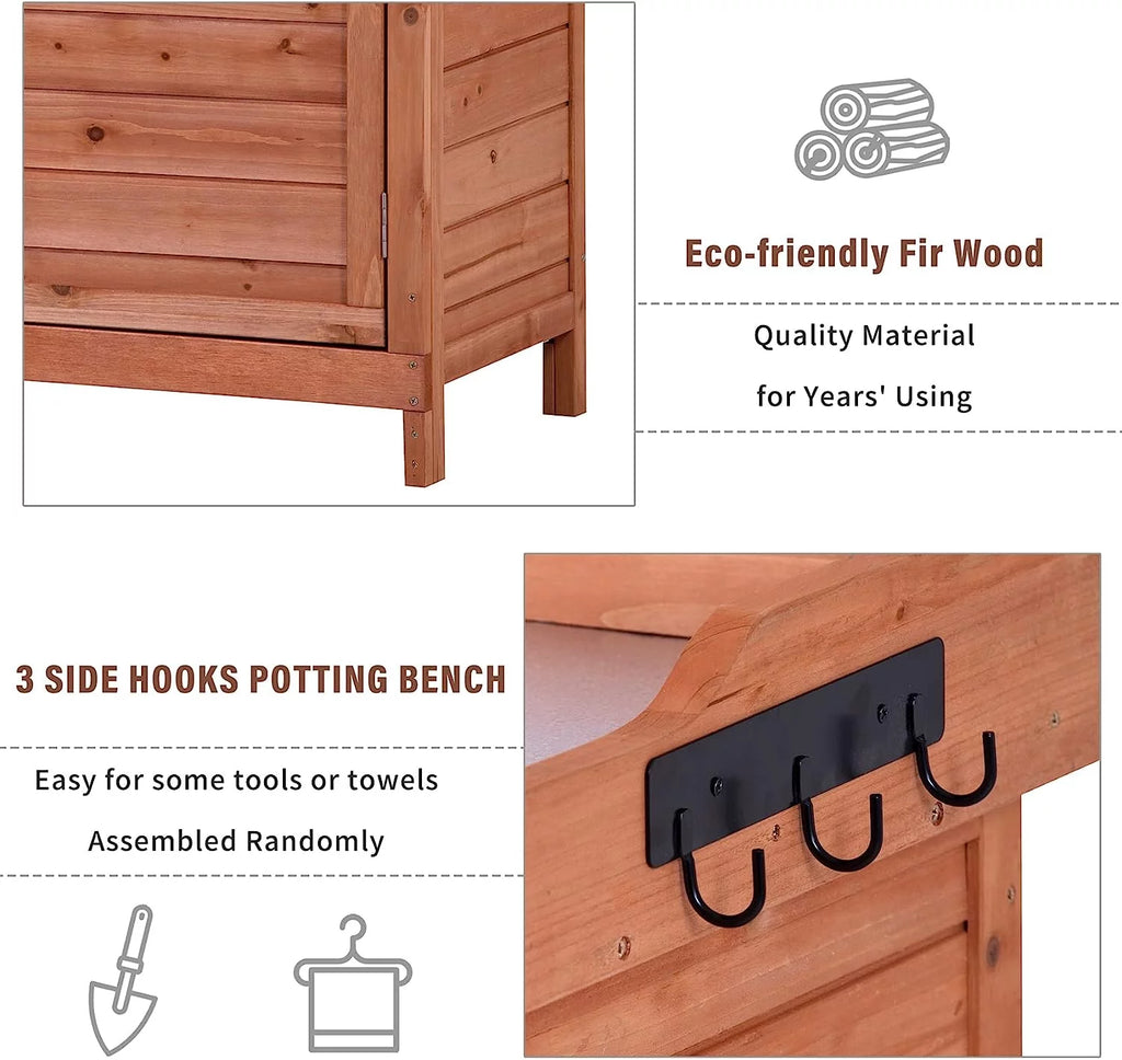 Waterproof Wooden Outdoor Storage Shed with Floor and Shelves B8156